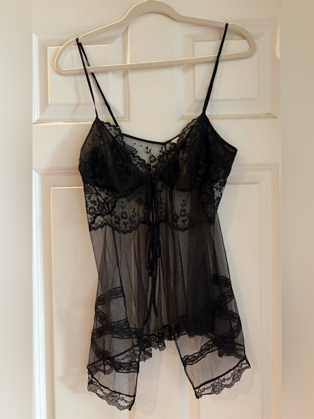 Victoria's Secret Black Lace Sheer Babydoll Chemise
